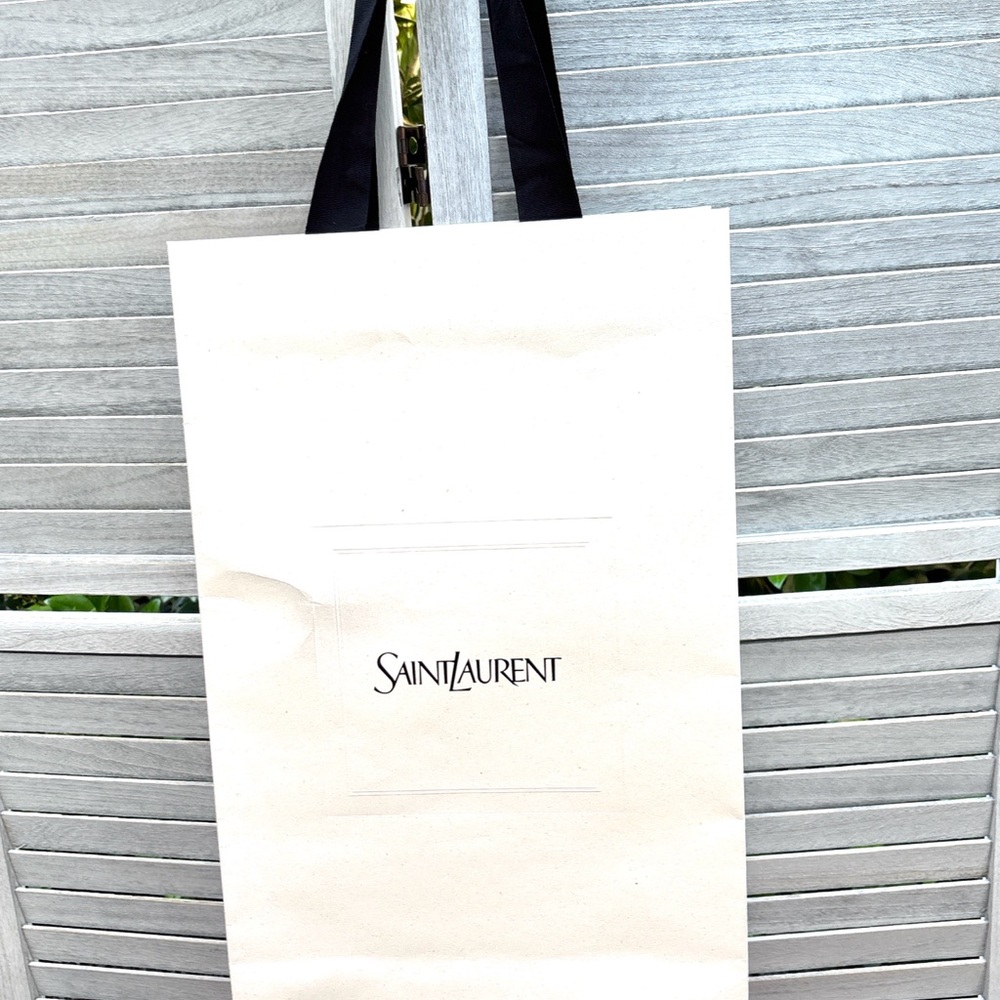 Saint Laurent Cream and Black Shopping Bag